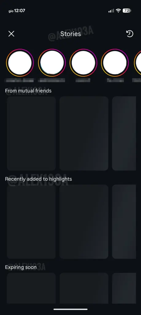 instagram stories tab feature