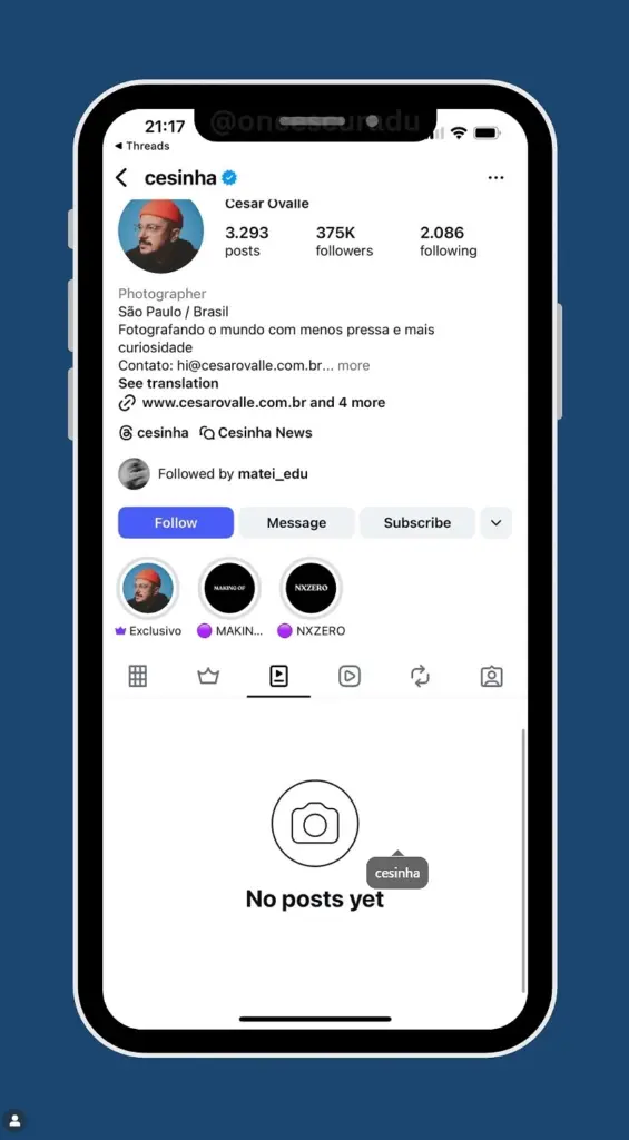 new instagram profile tab
