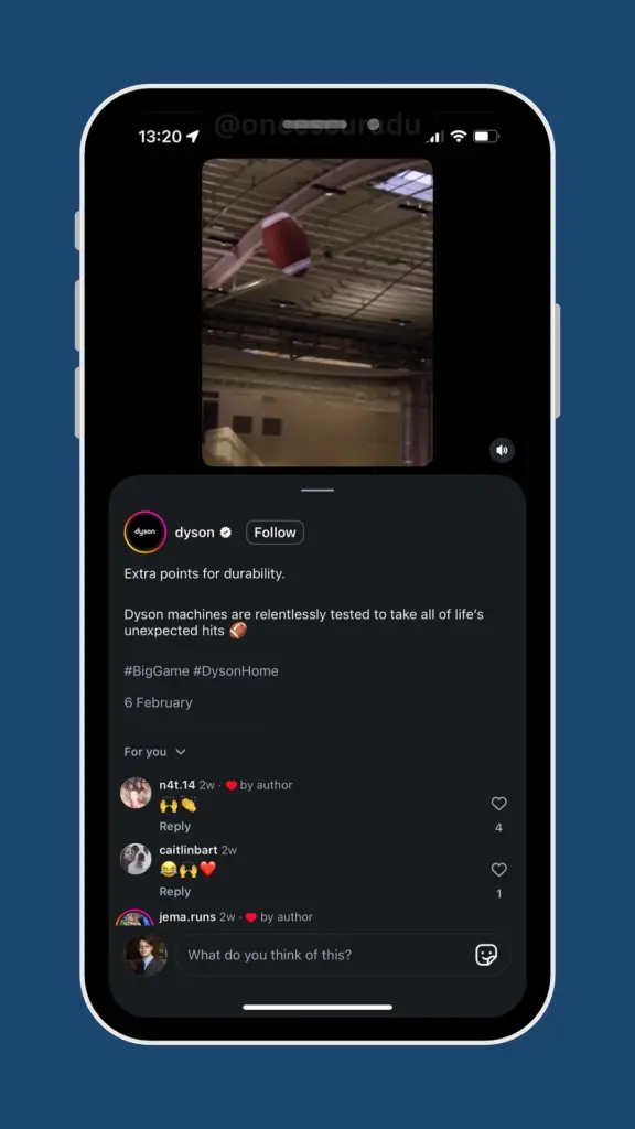 ig seamless post description and comments section