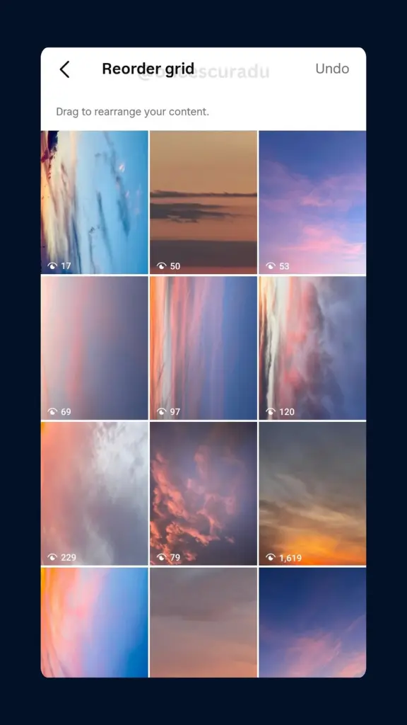 instagram rearrange grid update