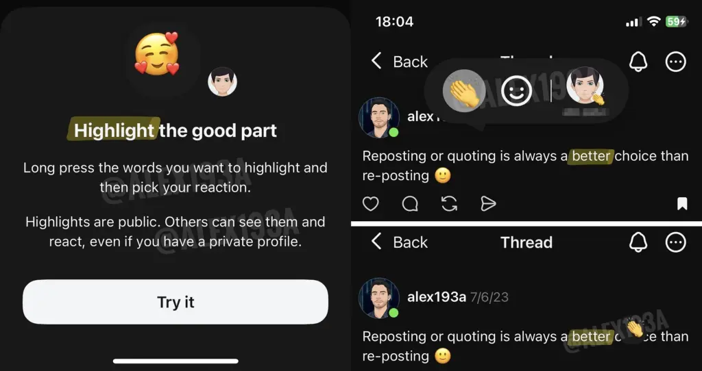threads highlight features