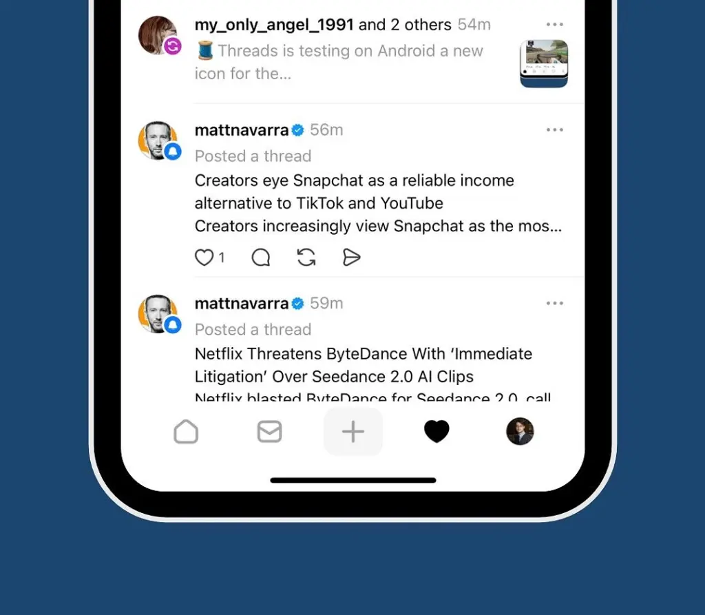 threads media previews in activity tab