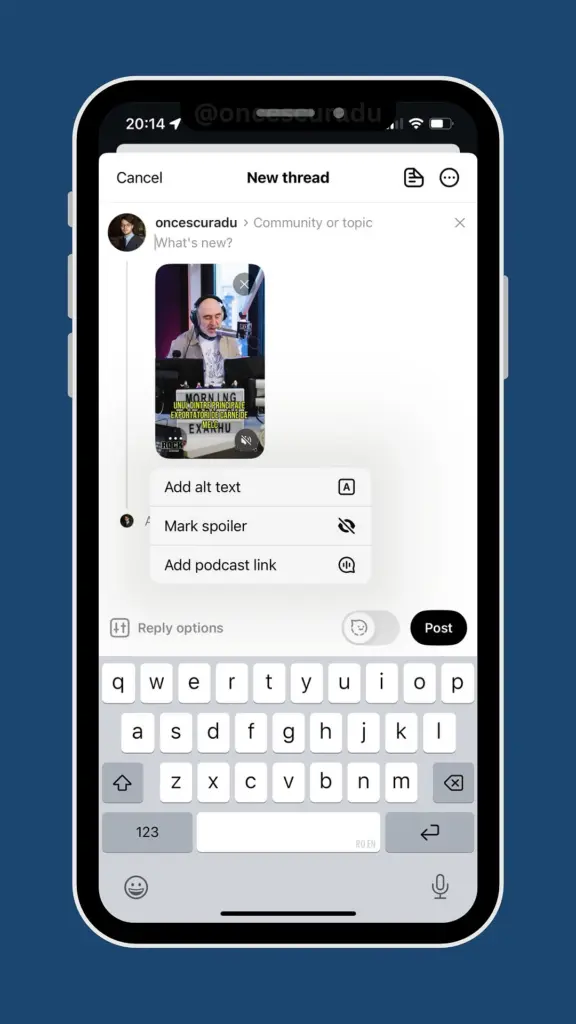 threads podcast links in posts