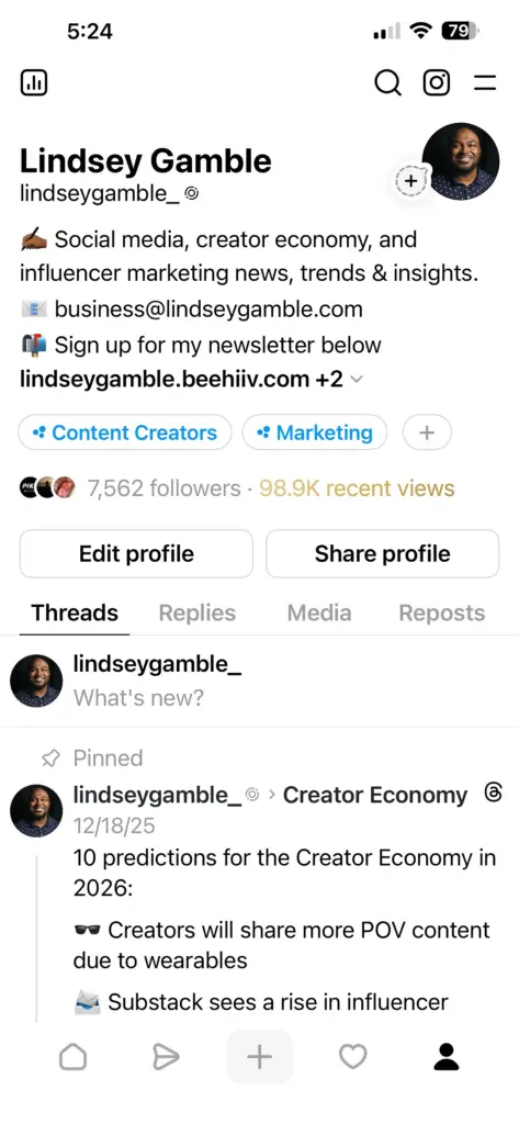 threads profile views counter
