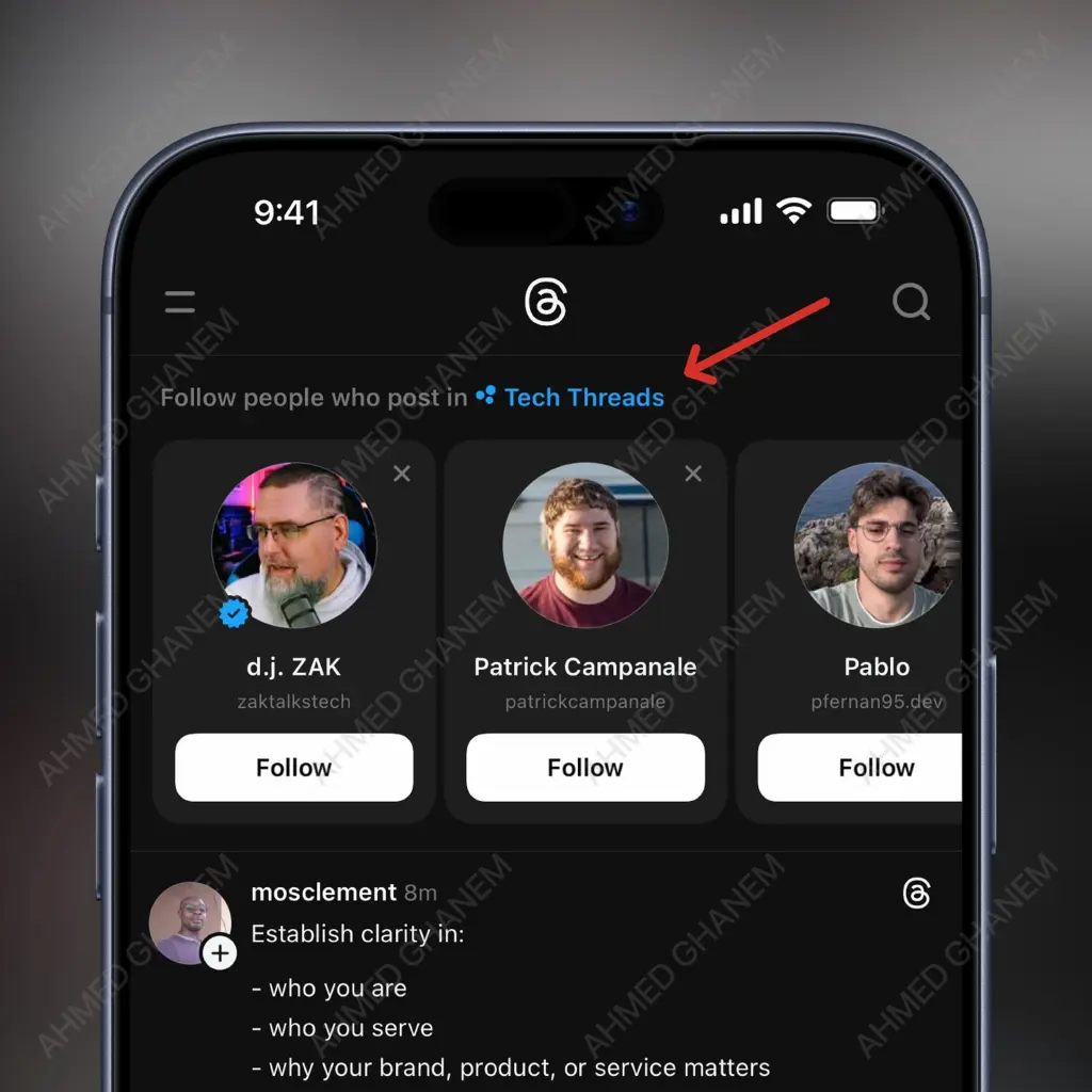 threads suggested accounts categorization