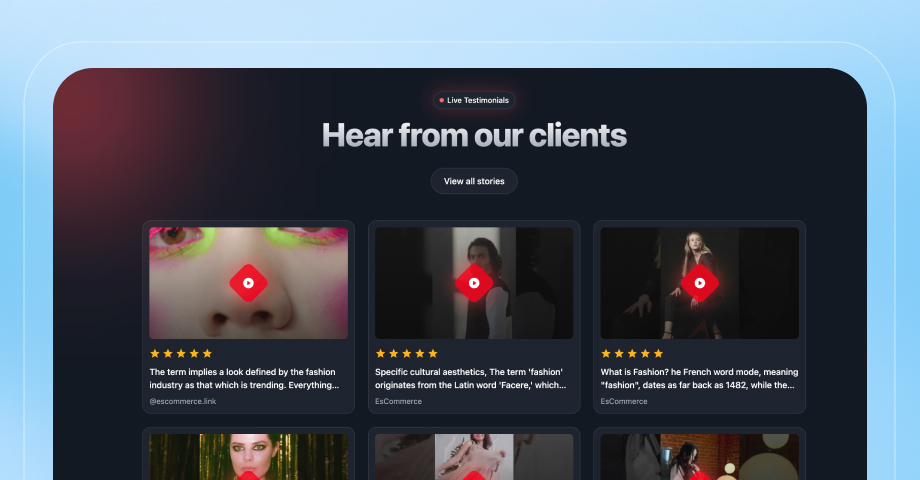 Embed video gallery widgets for website
