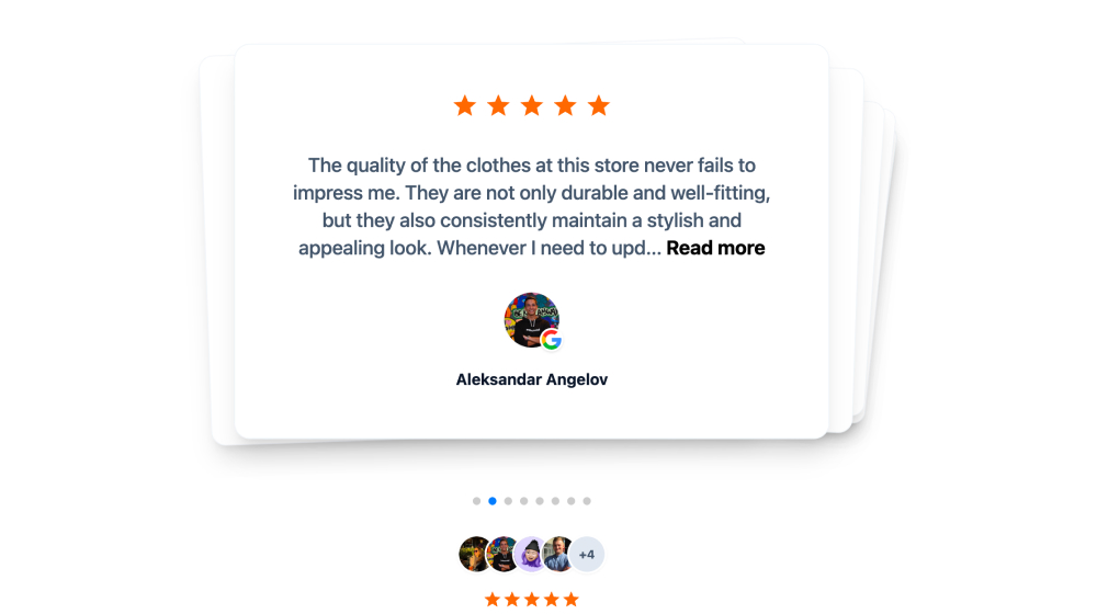 Google reviews testimonials section